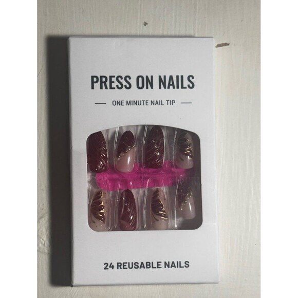 Other - Red and Gold Butterfly Press-on Nails